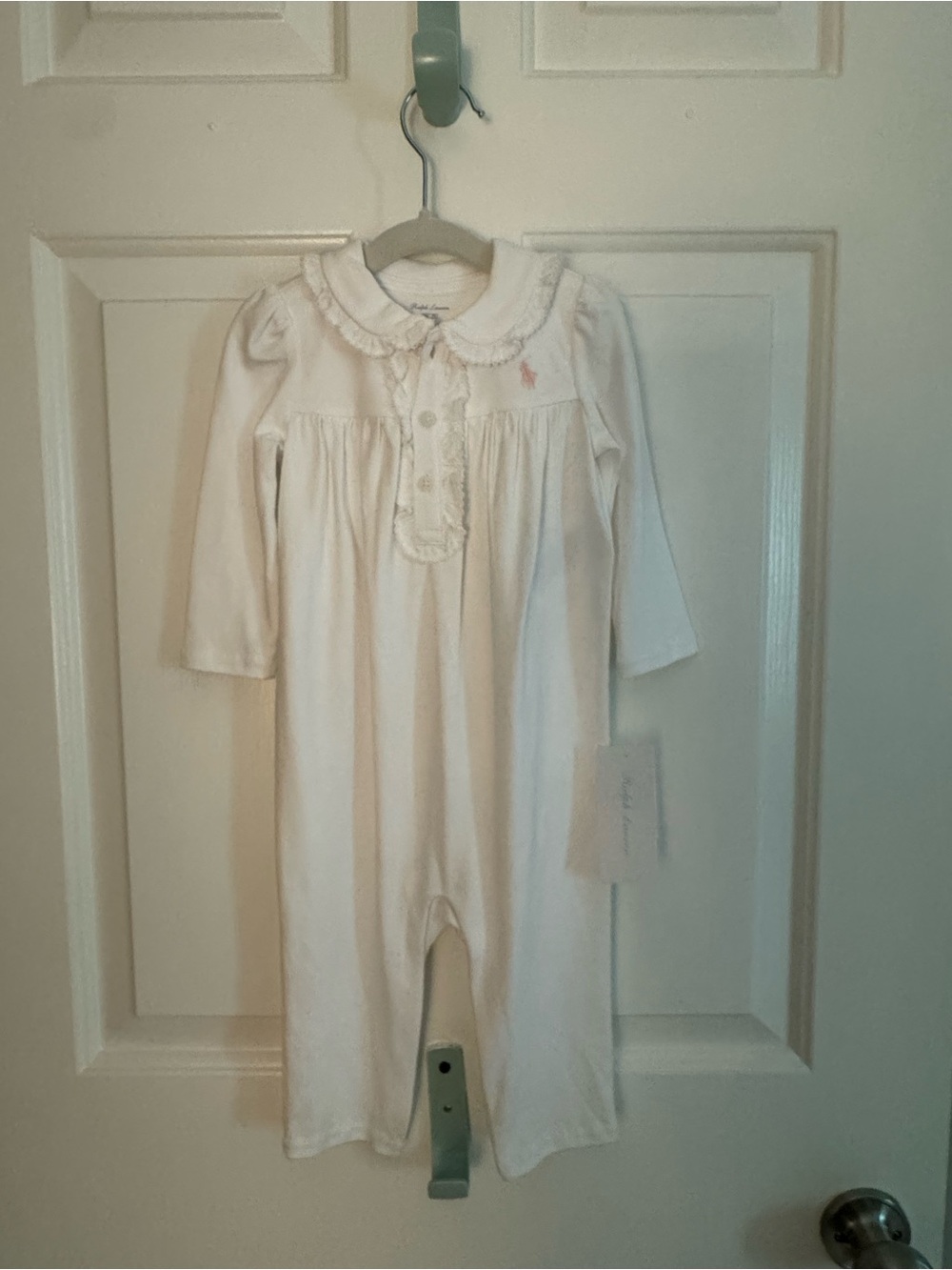NWT Ralph Lauren White Baby One-Piece with Branded Neckprint
